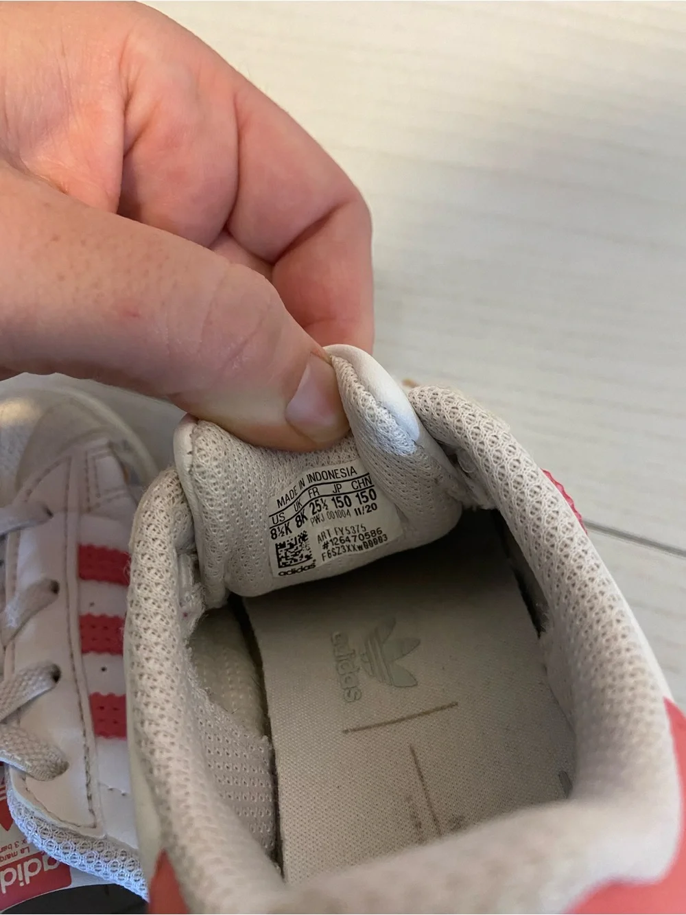 adidas Kids White and Pink Three-Stripe Sneakers - Picture 3 of 6
